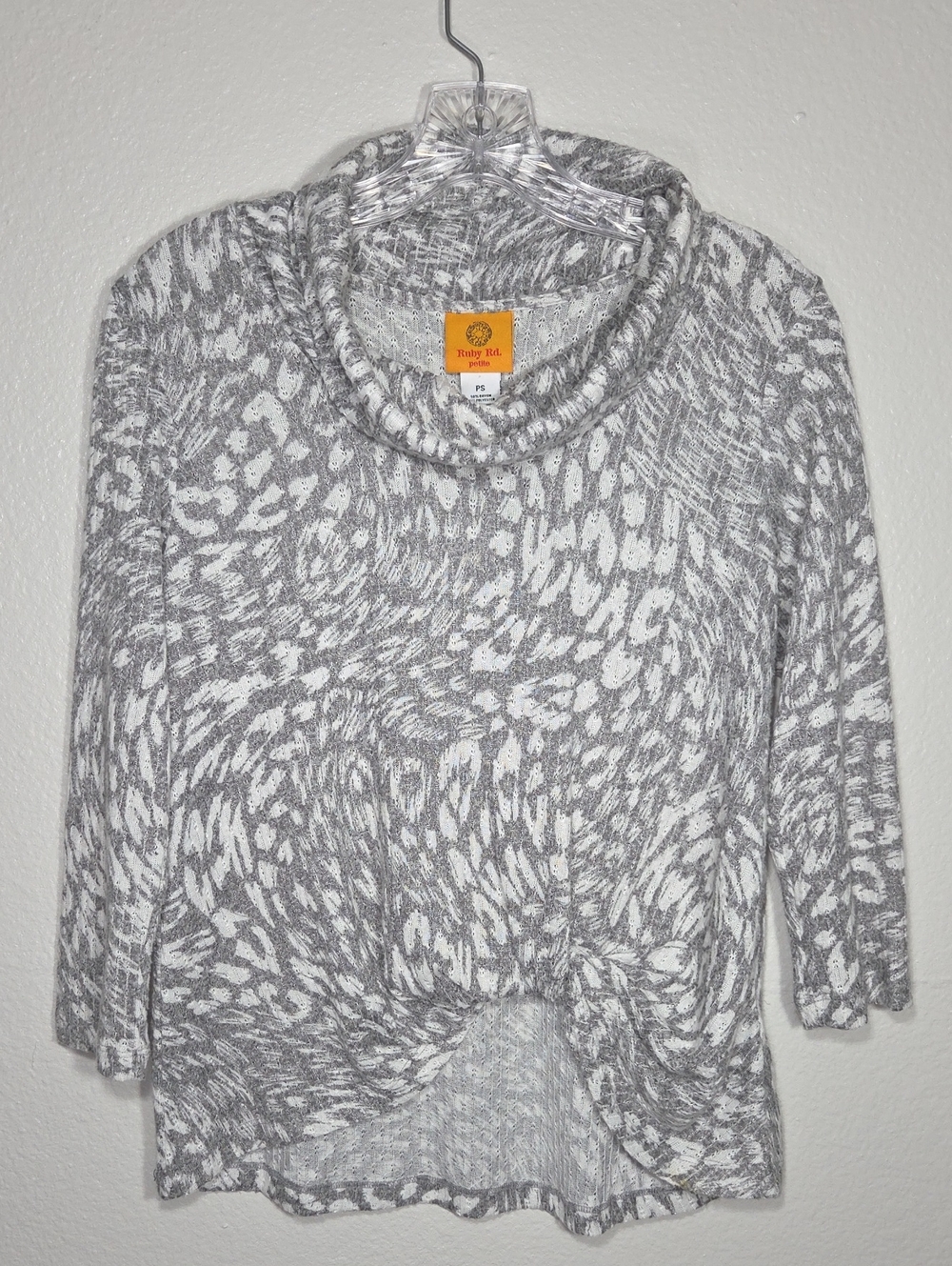 Ruby Rd. Gray & White Marled Cowl Neck Top